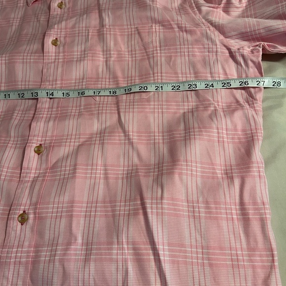 David Donahue Men Size XL Pink Tartan Plaid 100% Cotton Long Sleeve Dress Shirt - Picture 6 of 7